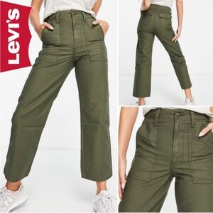 NWT Levi's Ribcage Straight Ankle Utility Pants - Olive Green Size 28